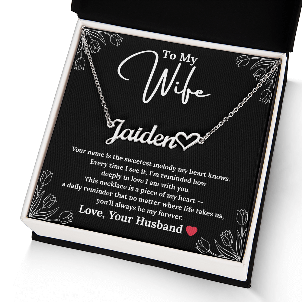 Personalized Name Necklace with Heart Symbol - Romantic Gift for Wife