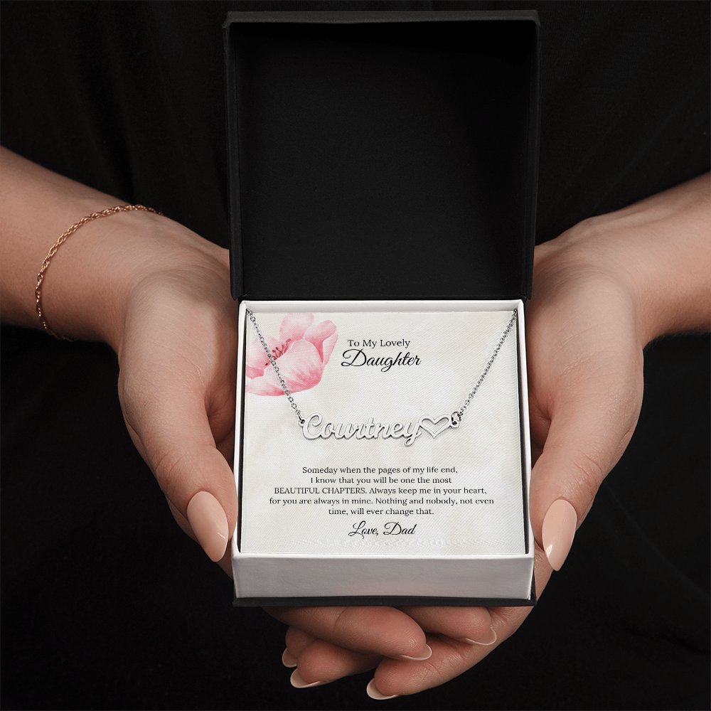 To My Lovely Daughter Heart Name Necklace