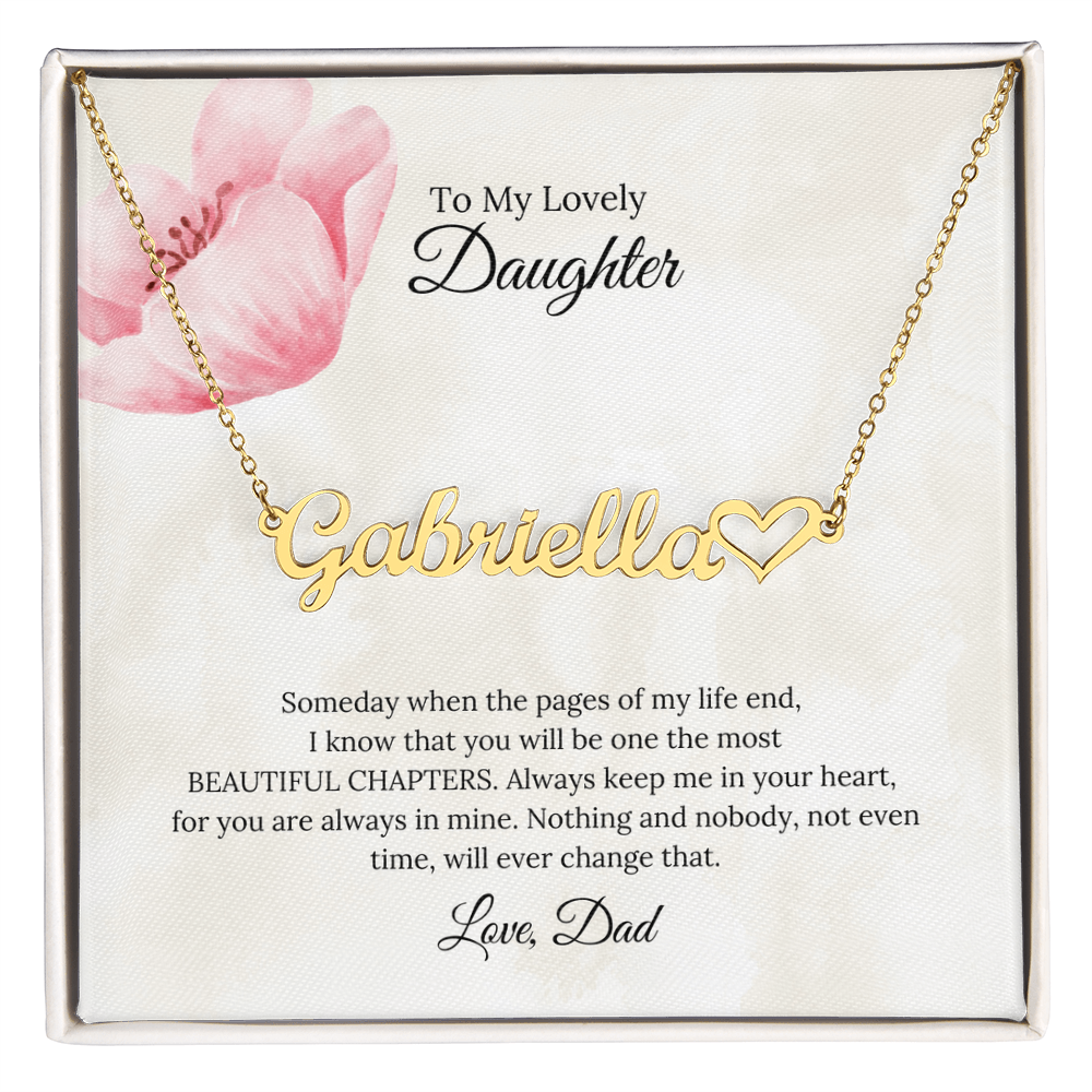 To My Lovely Daughter Heart Name Necklace