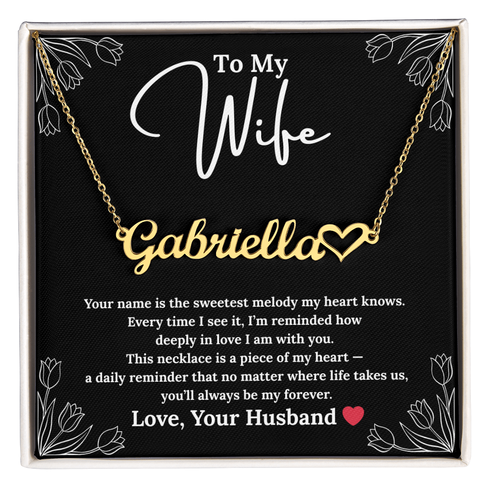 Personalized Name Necklace with Heart Symbol - Romantic Gift for Wife