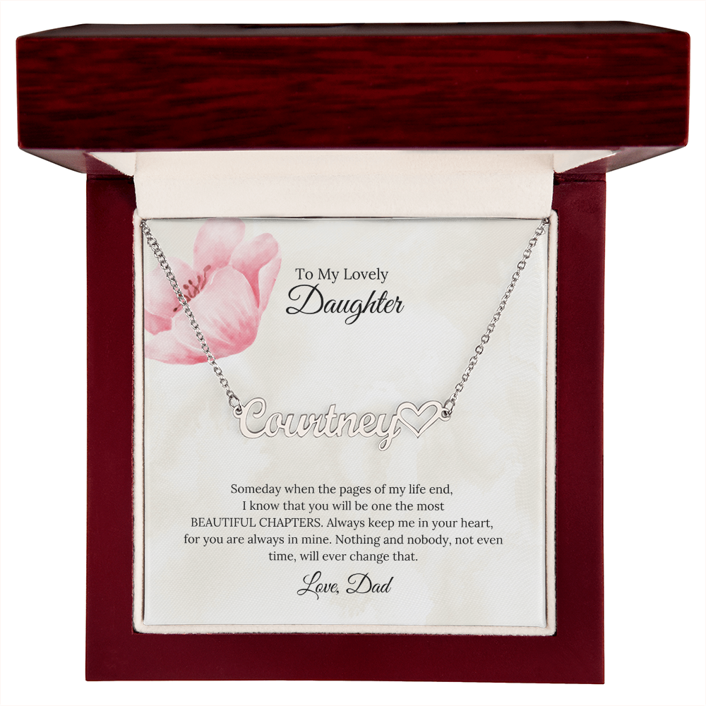 To My Lovely Daughter Heart Name Necklace