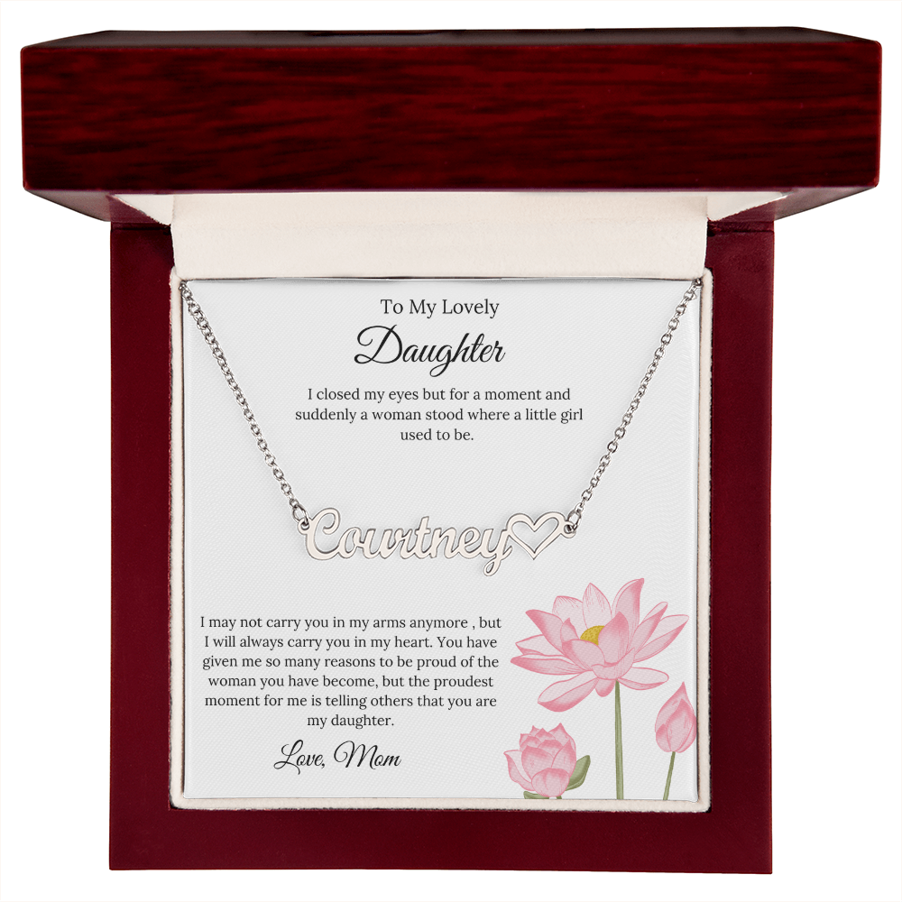 To My Lovely Daughter Endless Pride Heart Name Necklace Gift from Mom