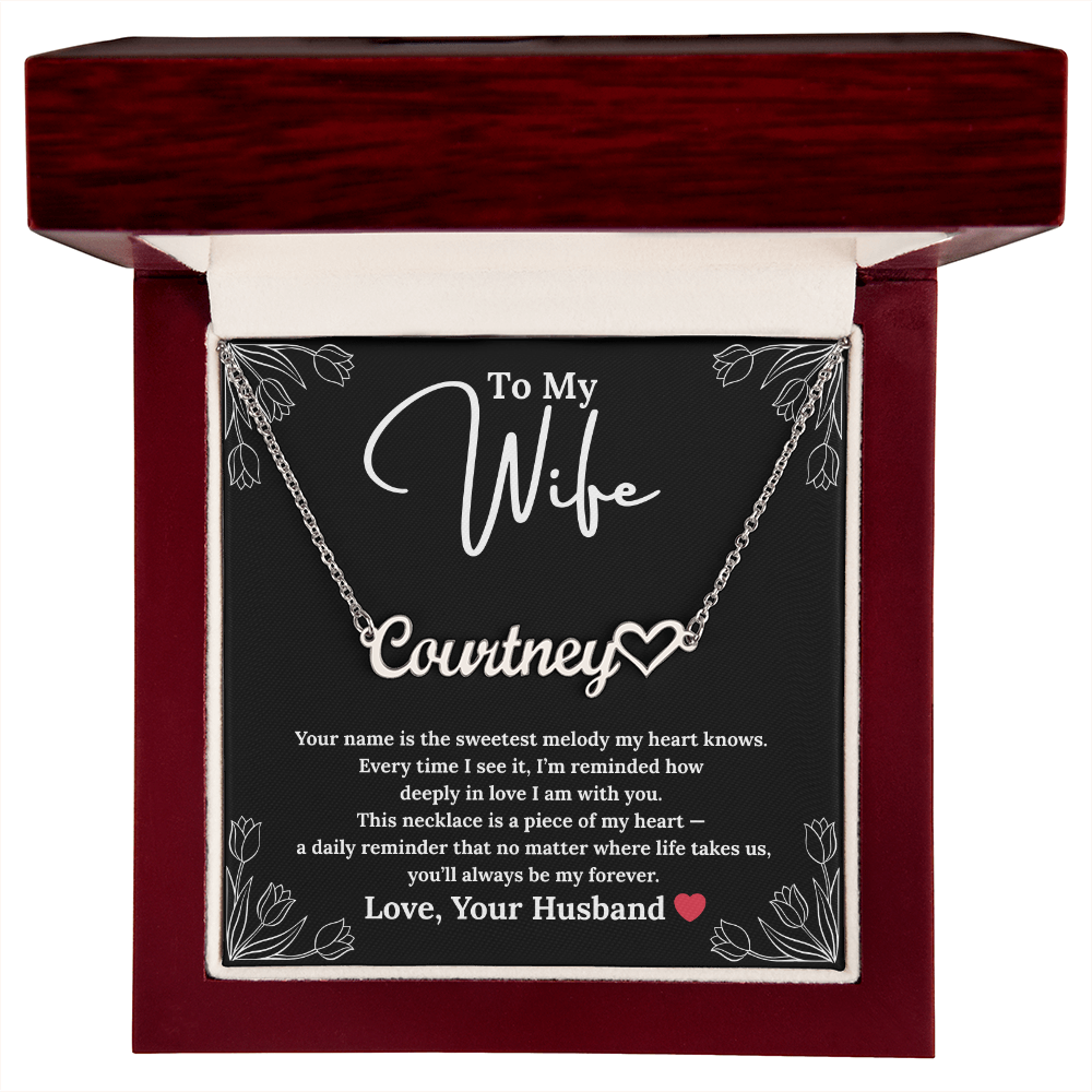 Personalized Name Necklace with Heart Symbol - Romantic Gift for Wife