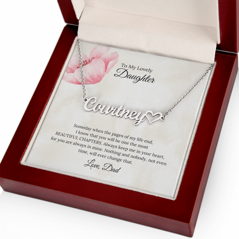 To My Lovely Daughter Heart Name Necklace