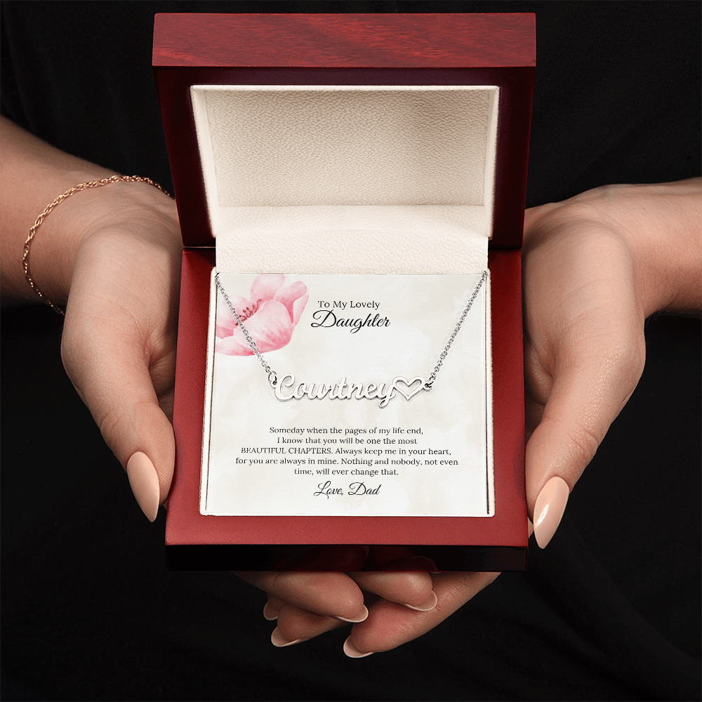 To My Lovely Daughter Heart Name Necklace