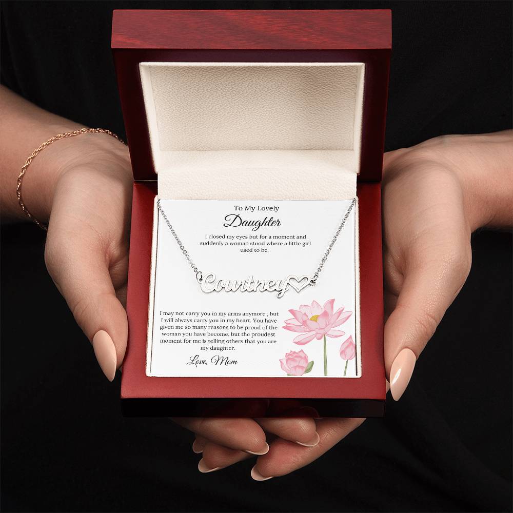 To My Lovely Daughter Endless Pride Heart Name Necklace Gift from Mom