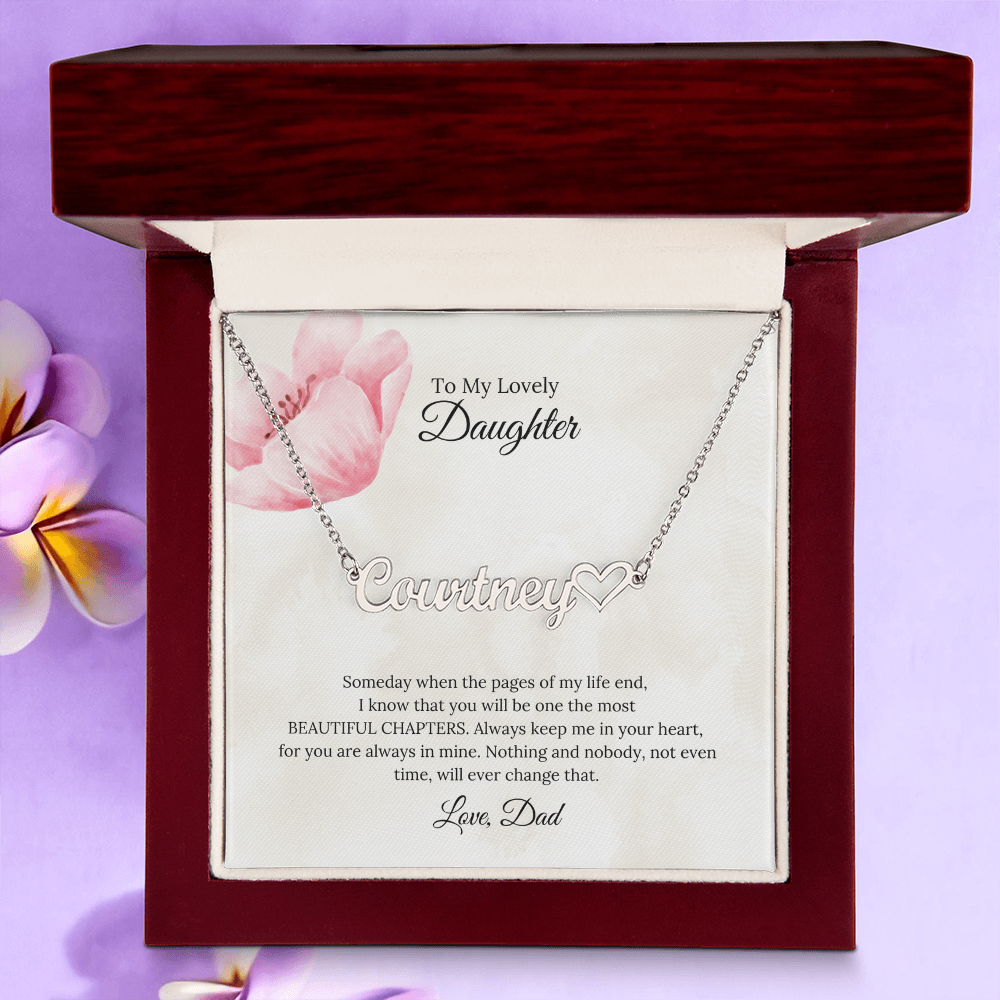To My Lovely Daughter Heart Name Necklace