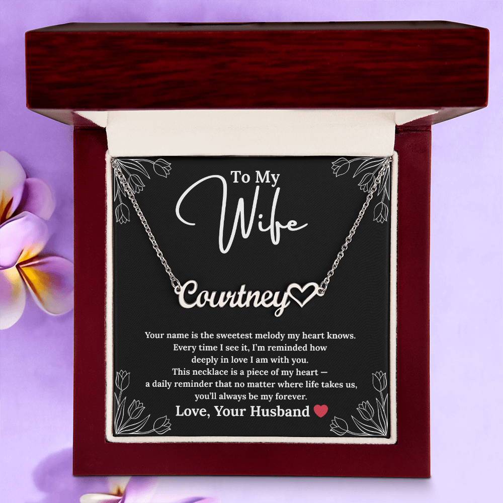 Personalized Name Necklace with Heart Symbol - Romantic Gift for Wife