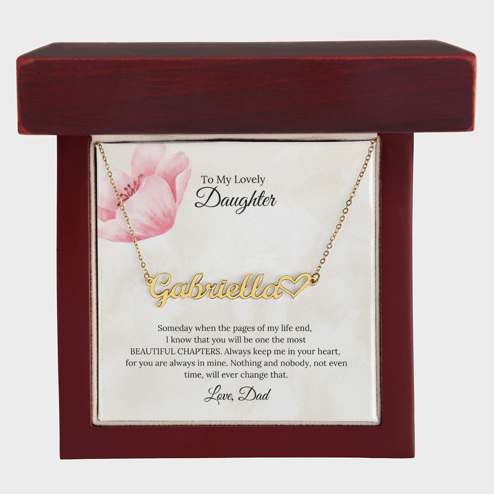 To My Lovely Daughter Heart Name Necklace