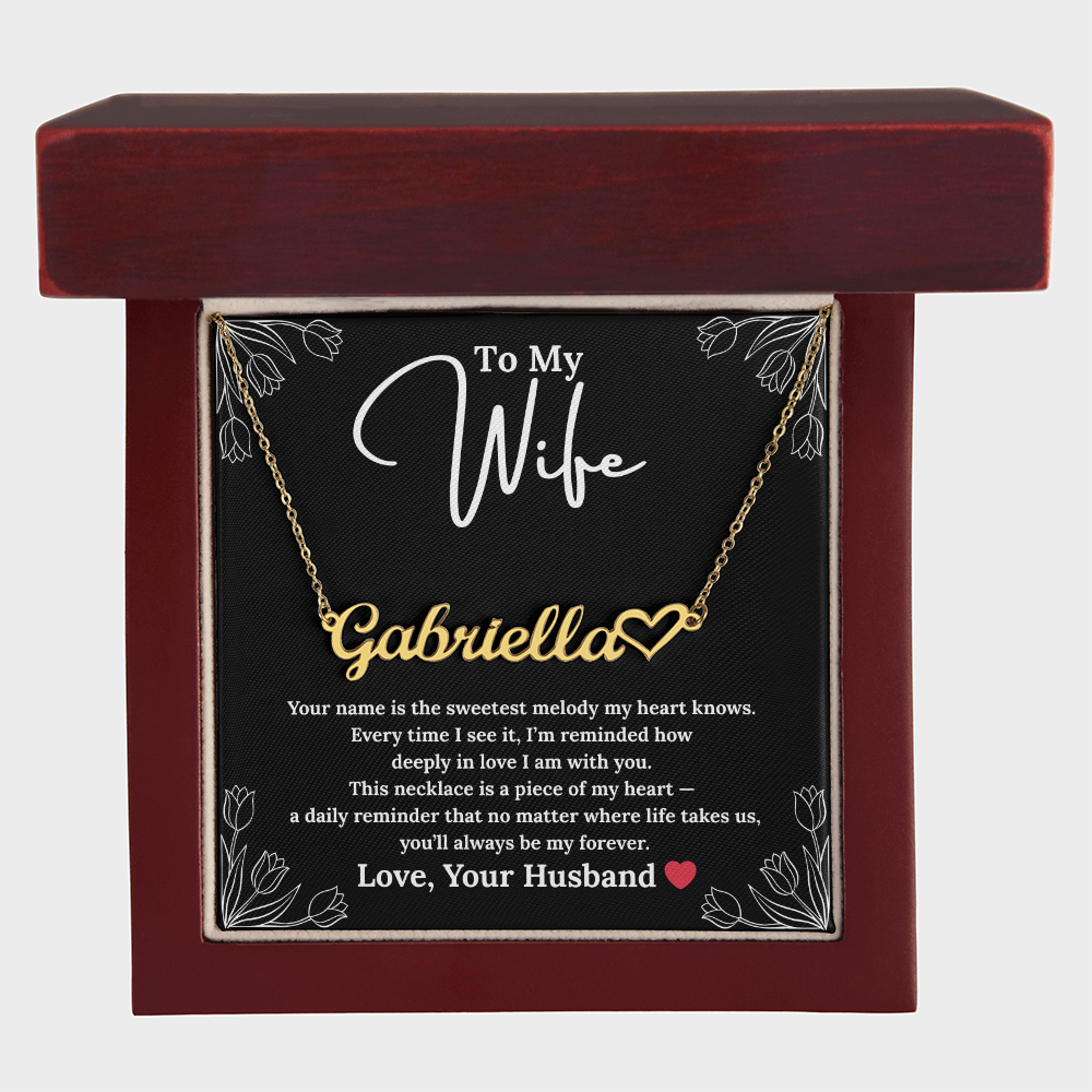 Personalized Name Necklace with Heart Symbol - Romantic Gift for Wife