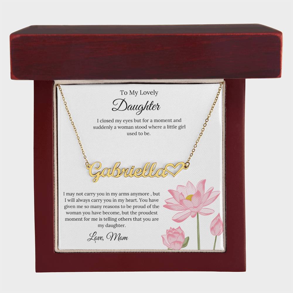To My Lovely Daughter Endless Pride Heart Name Necklace Gift from Mom