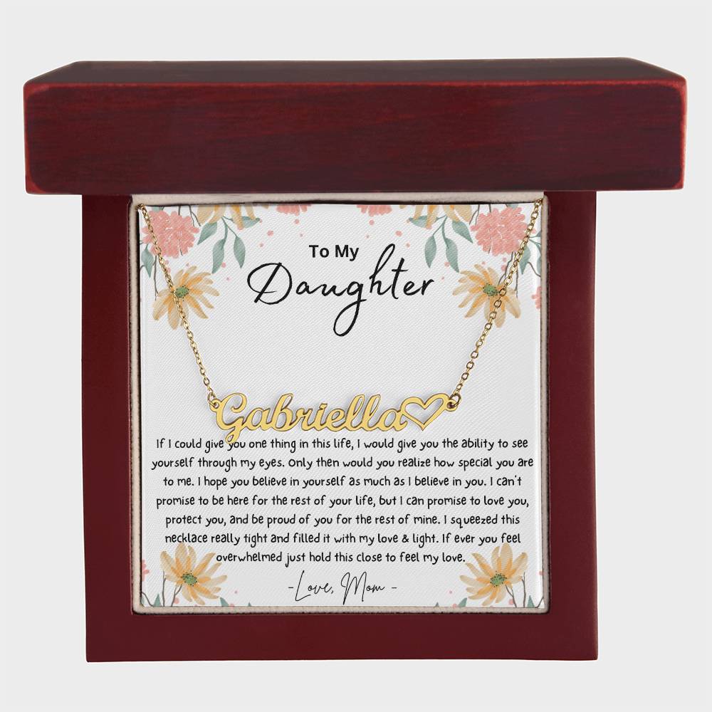 To My Daughter Personalized Name Necklace With Heart Symbol