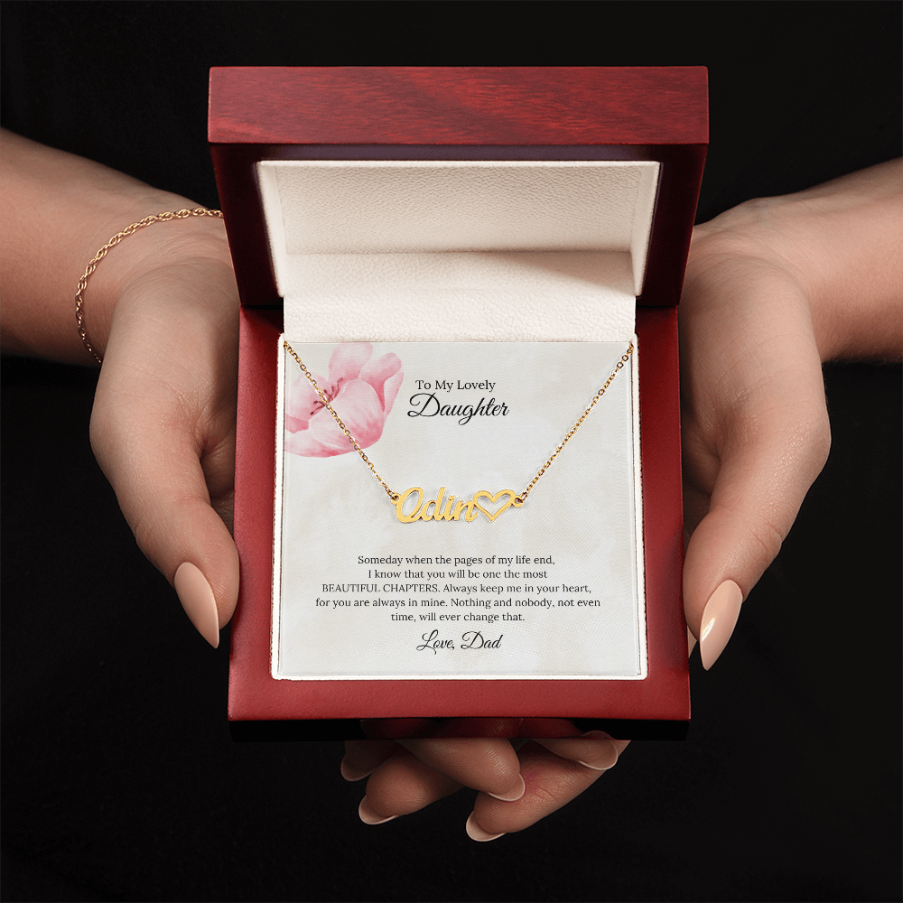 To My Lovely Daughter Heart Name Necklace