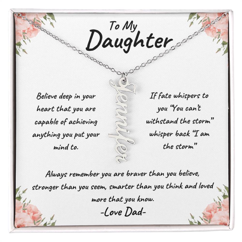 To My Daughter Personalized Vertical Name Necklace