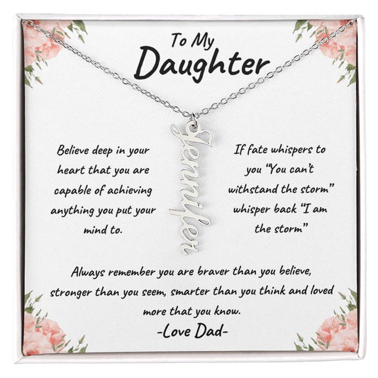 To My Daughter Personalized Vertical Name Necklace
