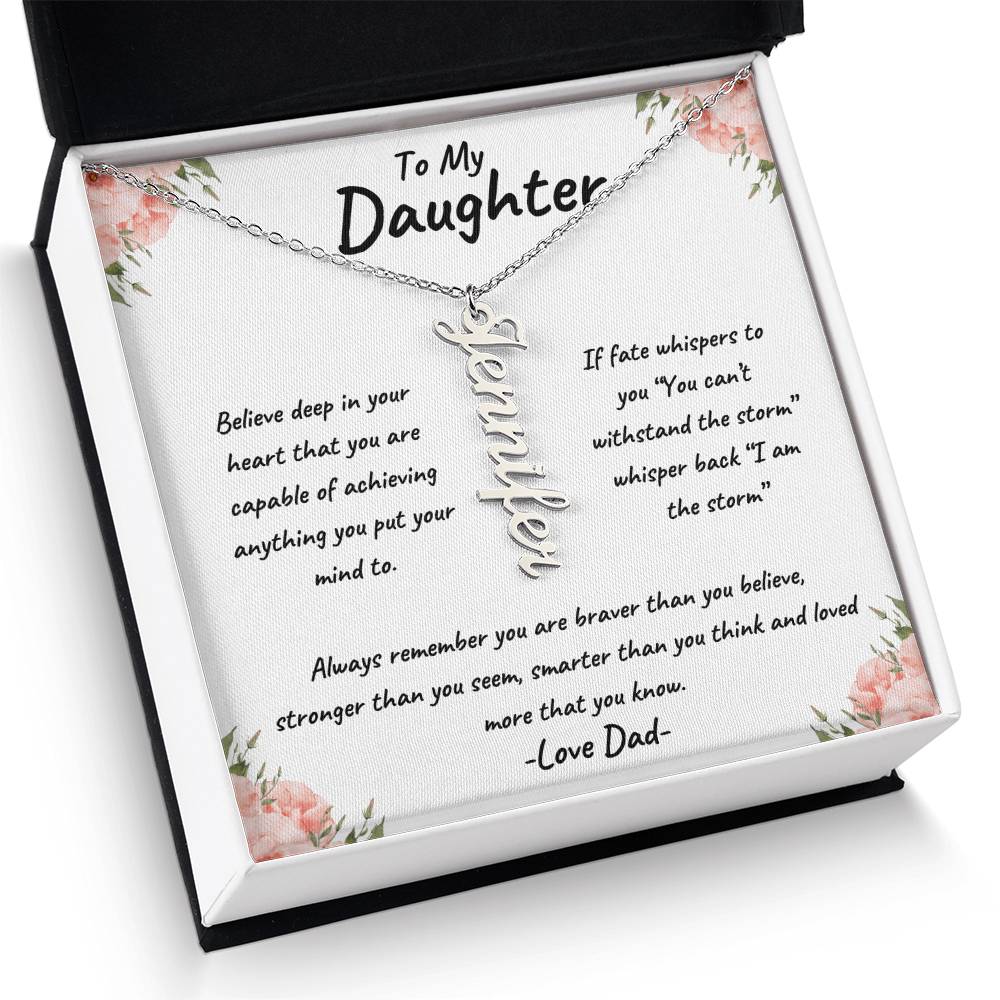 To My Daughter Personalized Vertical Name Necklace