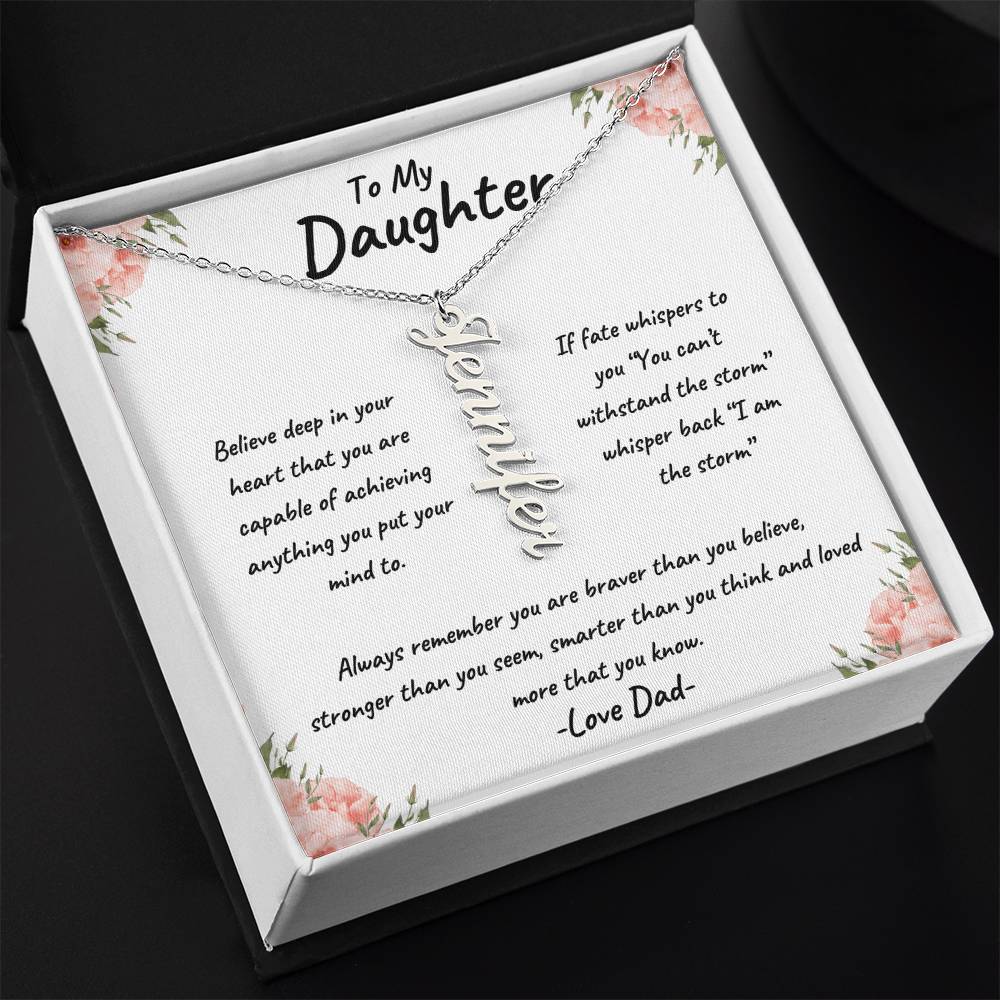 To My Daughter Personalized Vertical Name Necklace