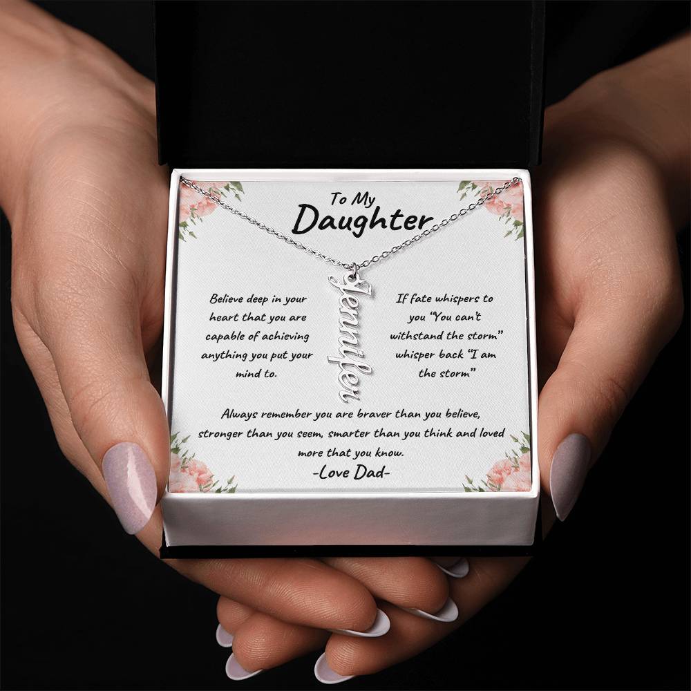 To My Daughter Personalized Vertical Name Necklace