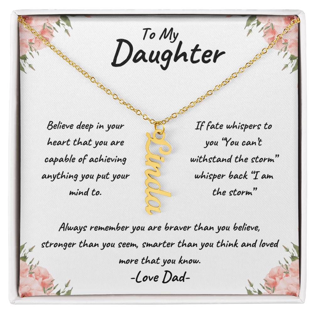 To My Daughter Personalized Vertical Name Necklace