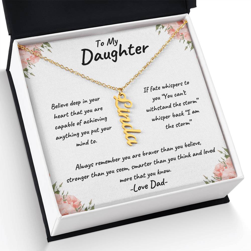 To My Daughter Personalized Vertical Name Necklace