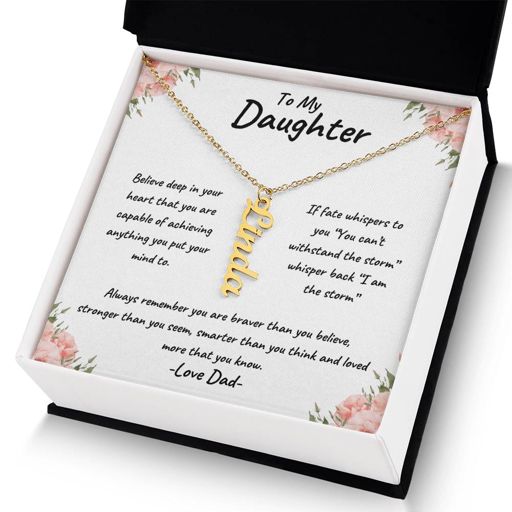 To My Daughter Personalized Vertical Name Necklace