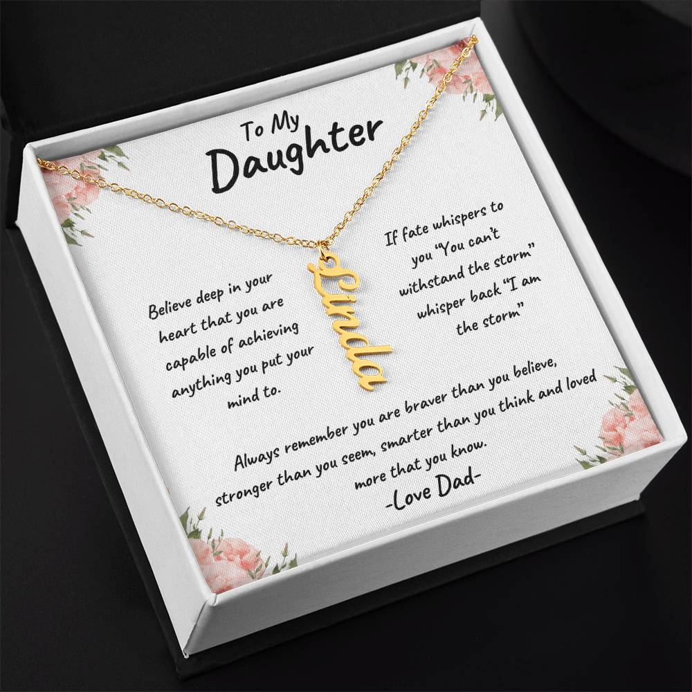 To My Daughter Personalized Vertical Name Necklace