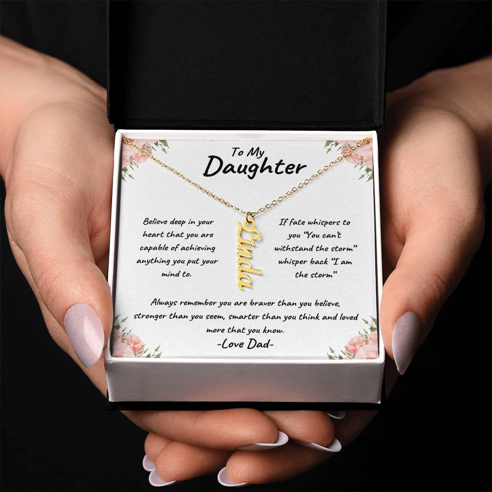 To My Daughter Personalized Vertical Name Necklace