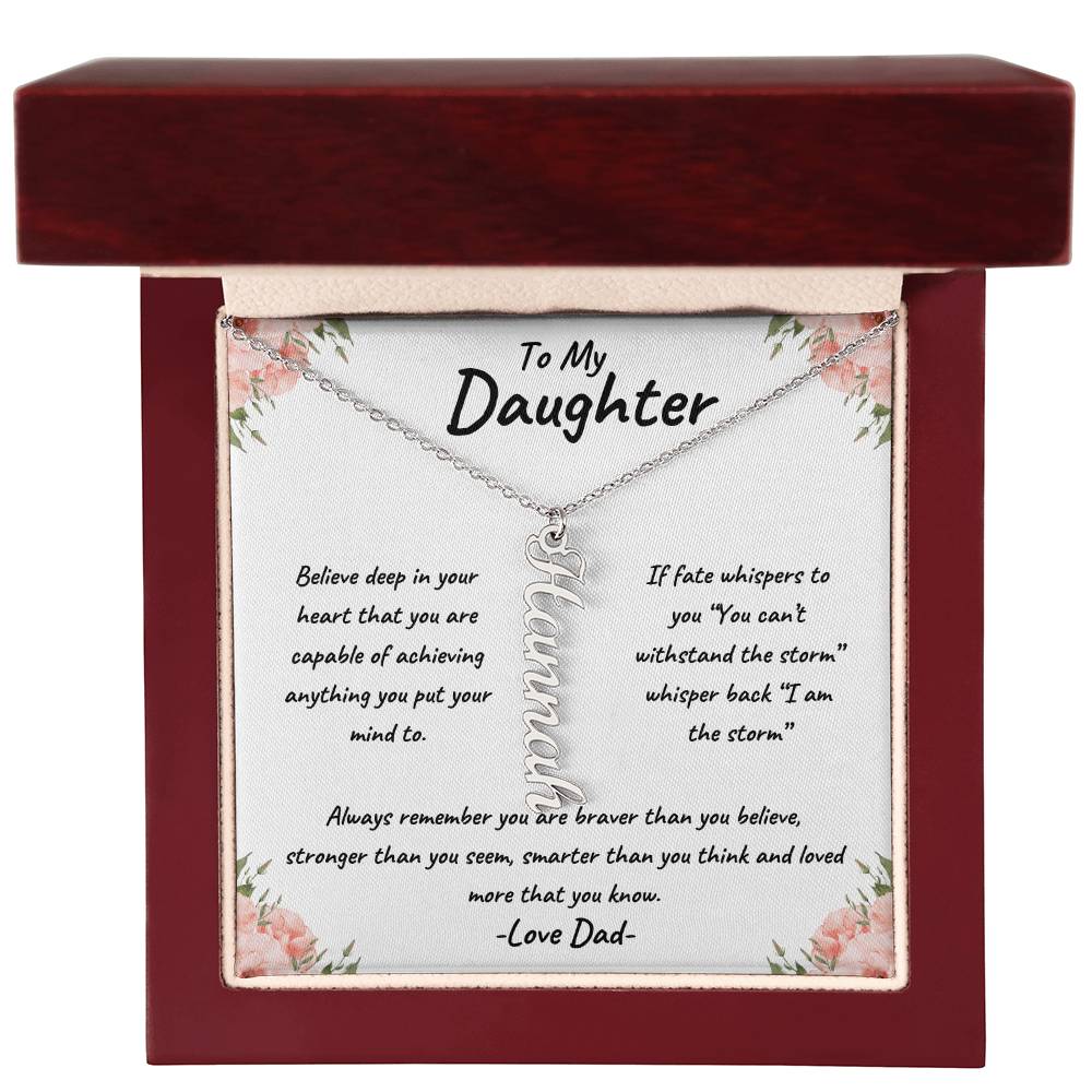 To My Daughter Personalized Vertical Name Necklace