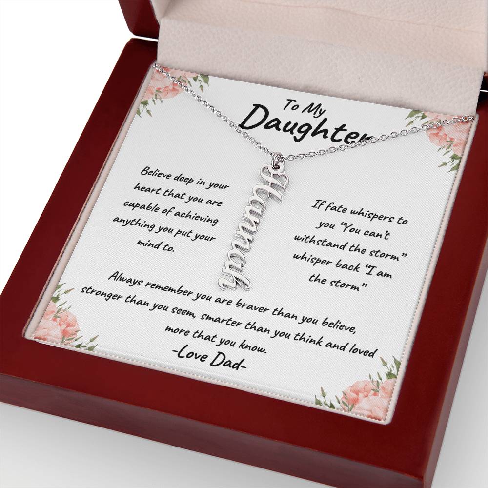 To My Daughter Personalized Vertical Name Necklace