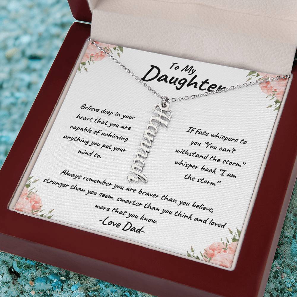 To My Daughter Personalized Vertical Name Necklace