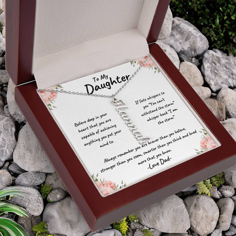 To My Daughter Personalized Vertical Name Necklace