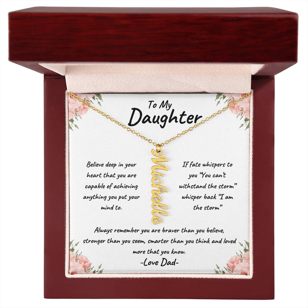 To My Daughter Personalized Vertical Name Necklace