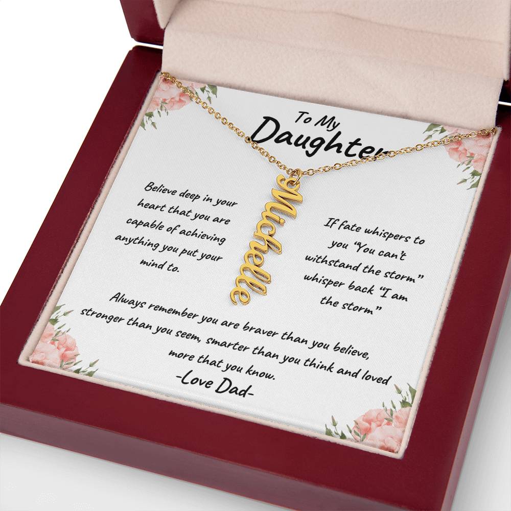 To My Daughter Personalized Vertical Name Necklace