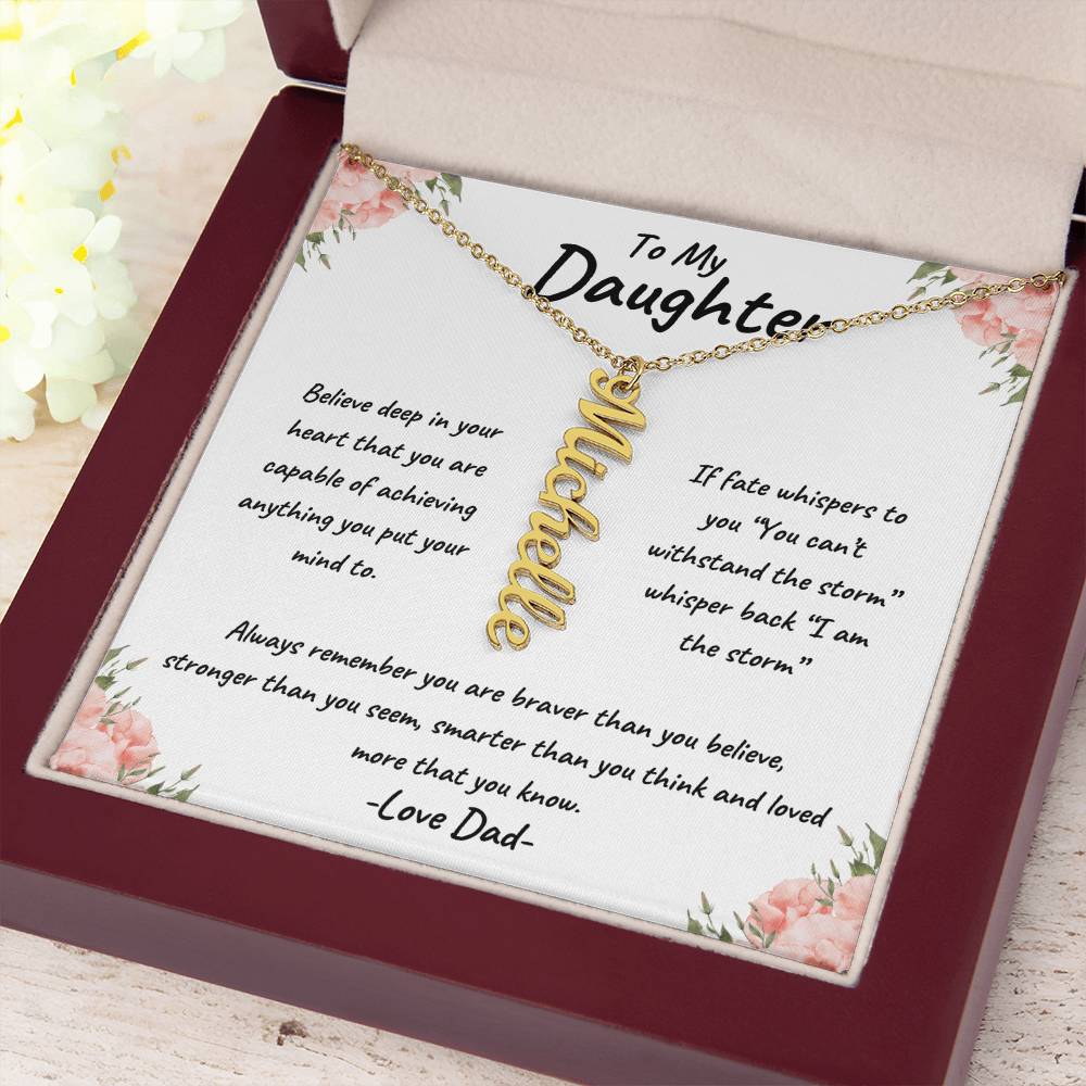 To My Daughter Personalized Vertical Name Necklace