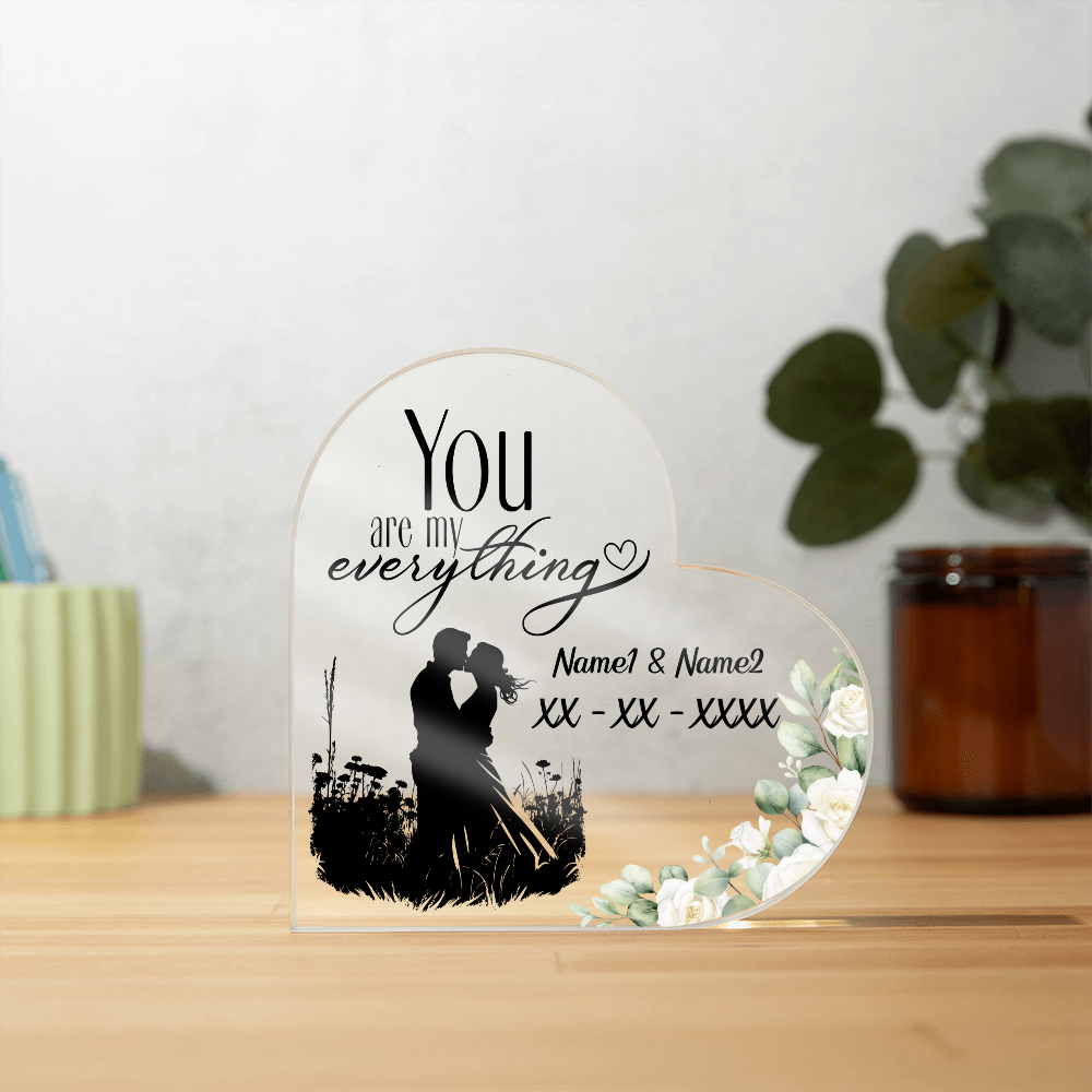 You Are My Everything – Personalized Heart Acrylic Keepsake for Couples
