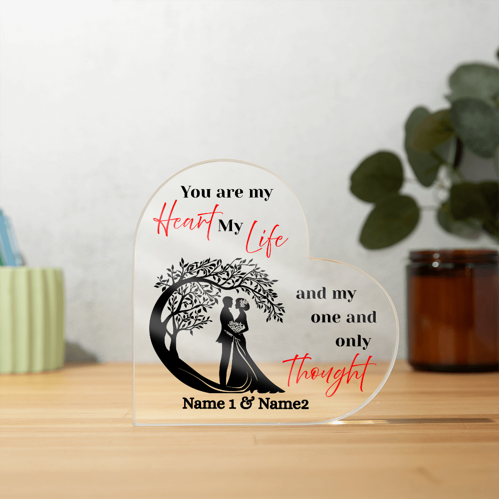 You Are My Heart, My Life, My Every Thought – Personalized Heart Acrylic Gift for Wife or Girlfriend