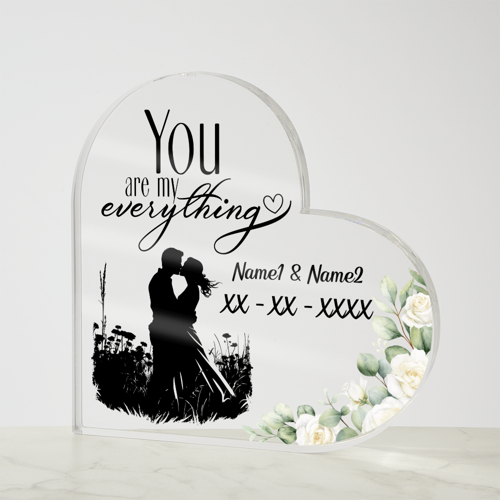 You Are My Everything – Personalized Heart Acrylic Keepsake for Couples