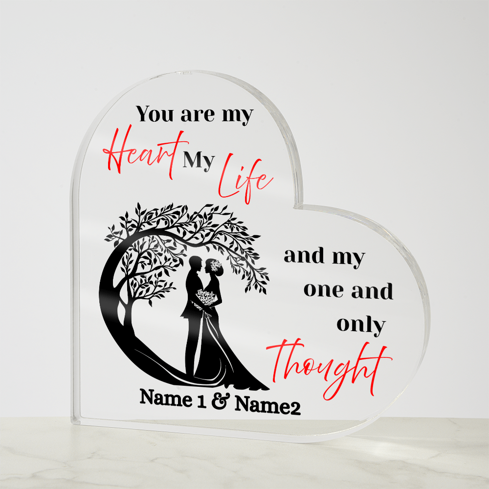 You Are My Heart, My Life, My Every Thought – Personalized Heart Acrylic Gift for Wife or Girlfriend