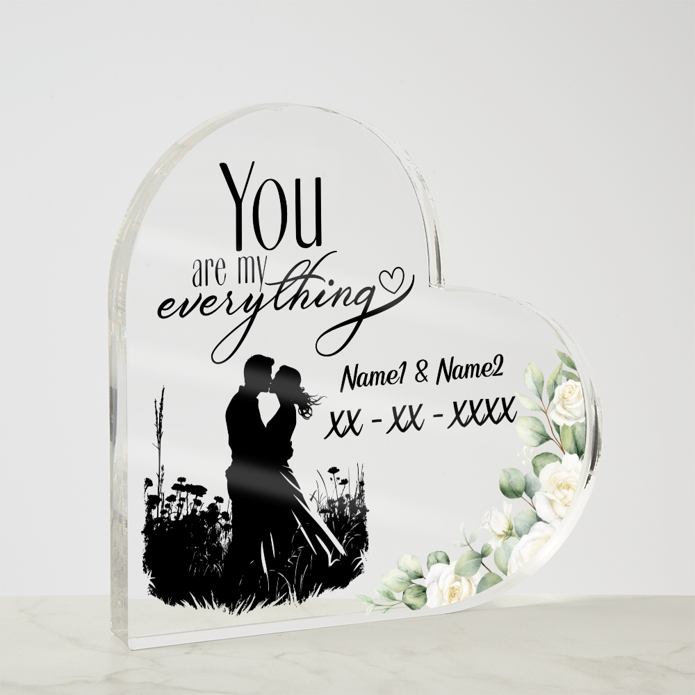 You Are My Everything – Personalized Heart Acrylic Keepsake for Couples