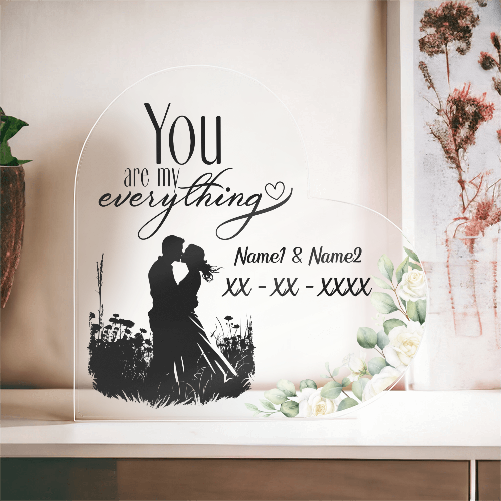 You Are My Everything – Personalized Heart Acrylic Keepsake for Couples