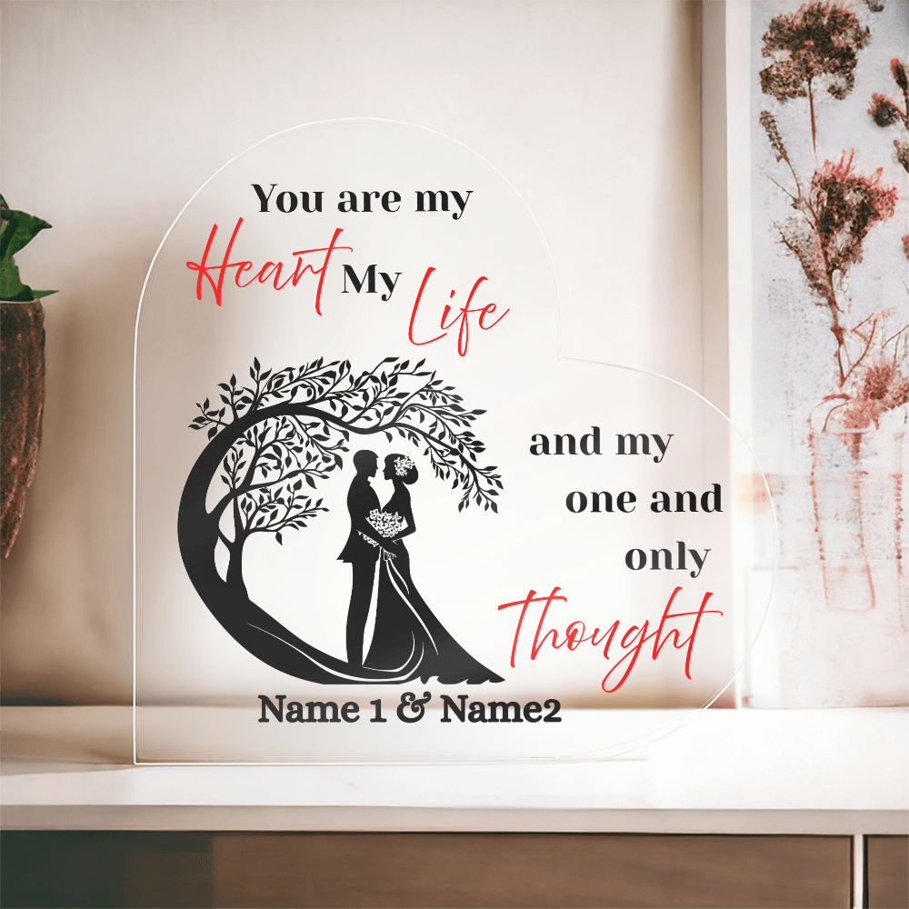 You Are My Heart, My Life, My Every Thought – Personalized Heart Acrylic Gift for Wife or Girlfriend