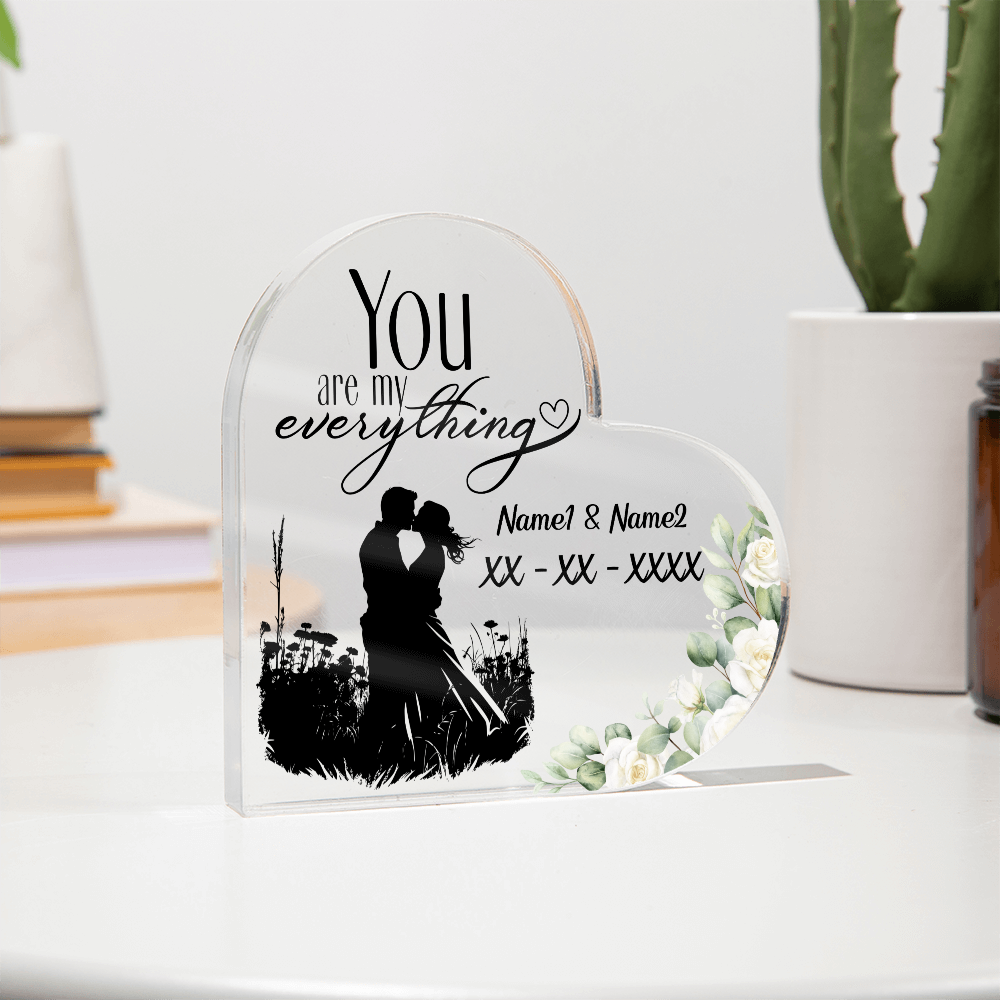 You Are My Everything – Personalized Heart Acrylic Keepsake for Couples