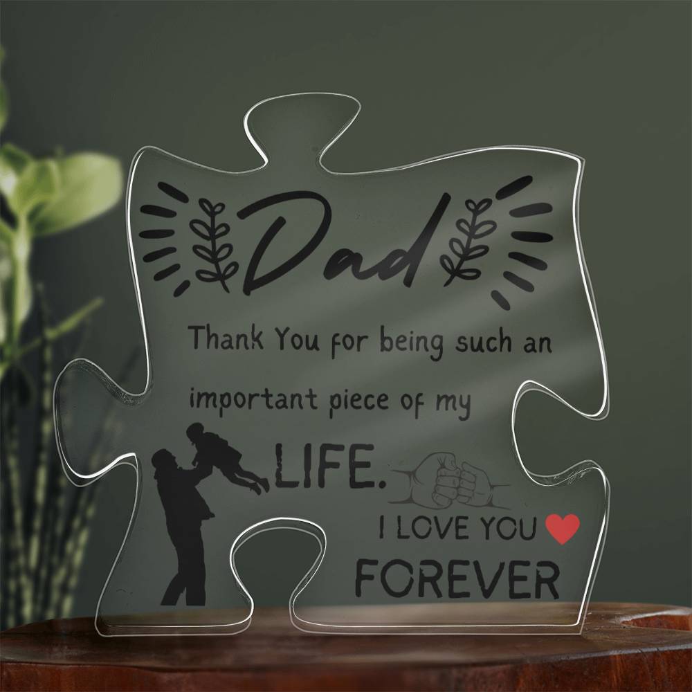 Dad Thank You Puzzle Piece Acrylic, Gift for Dad, Father's Day Gift for Dad from Son Daughter, Present for Dad