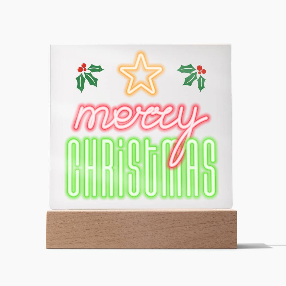 Neon Holiday Greeting - Square Acrylic