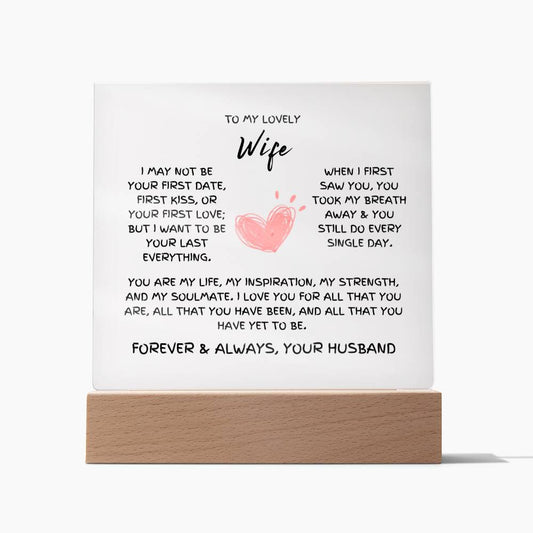 To My Lovely Wife - You Take My Breath Away - Acrylic Square Plaque