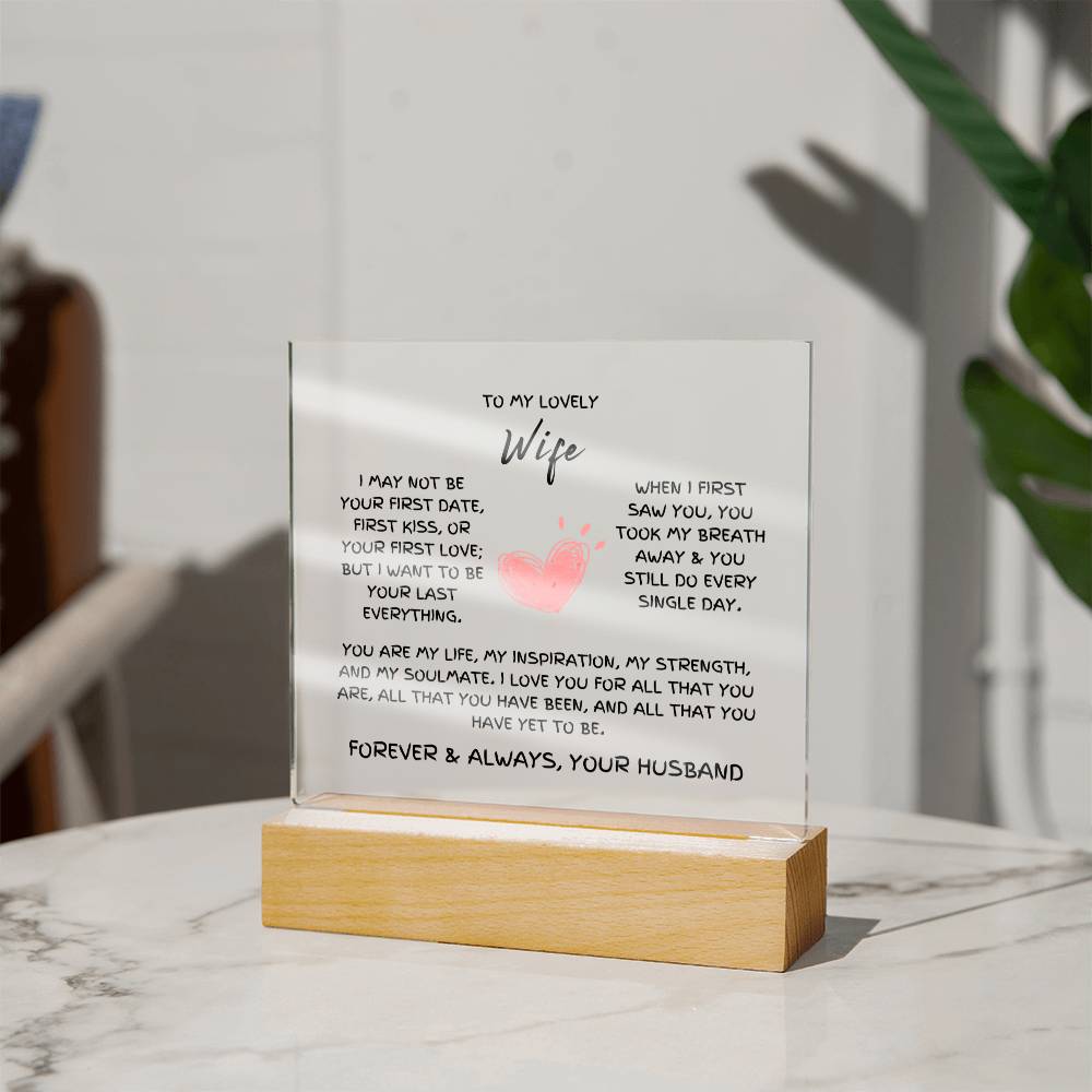 To My Lovely Wife - You Take My Breath Away - Acrylic Square Plaque