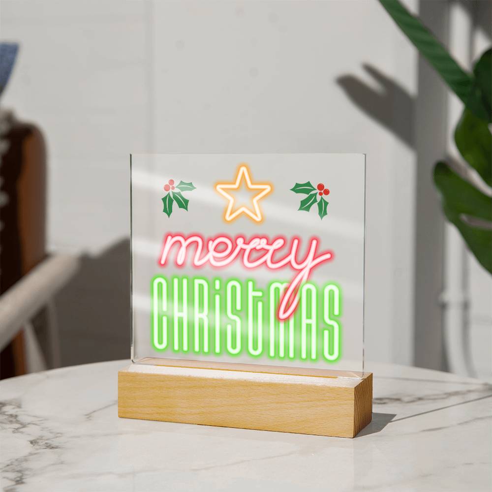Neon Holiday Greeting - Square Acrylic