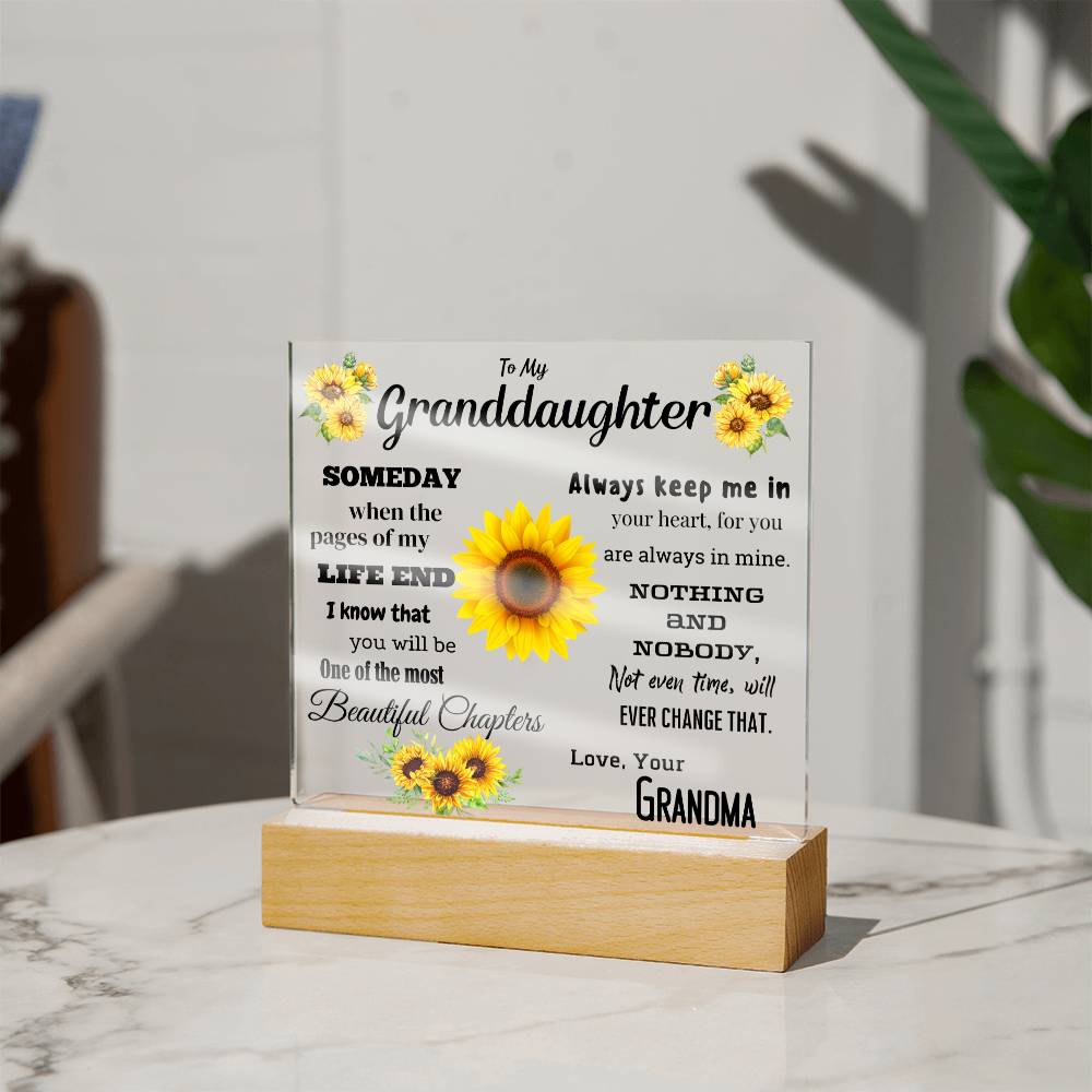 Always In My Heart: To My Granddaughter Square Acrylic Plaque From Grandma