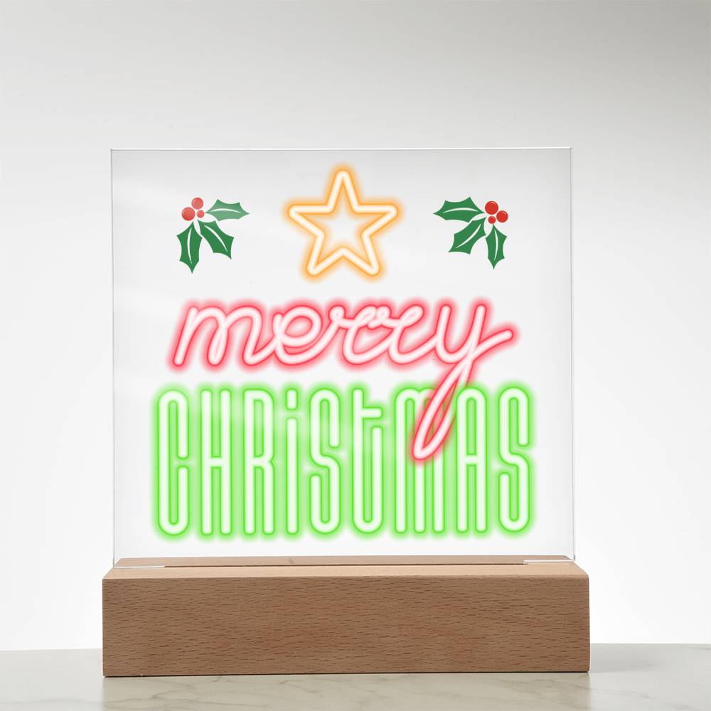 Neon Holiday Greeting - Square Acrylic