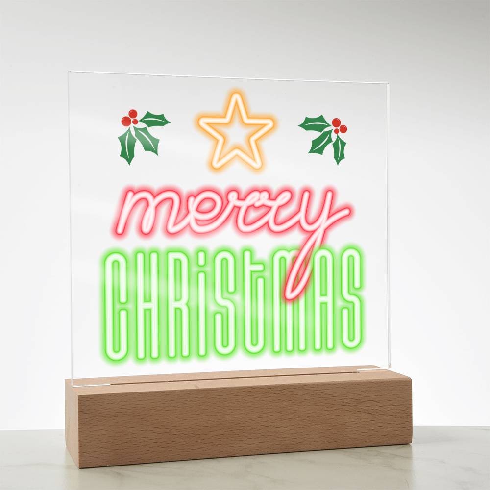 Neon Holiday Greeting - Square Acrylic